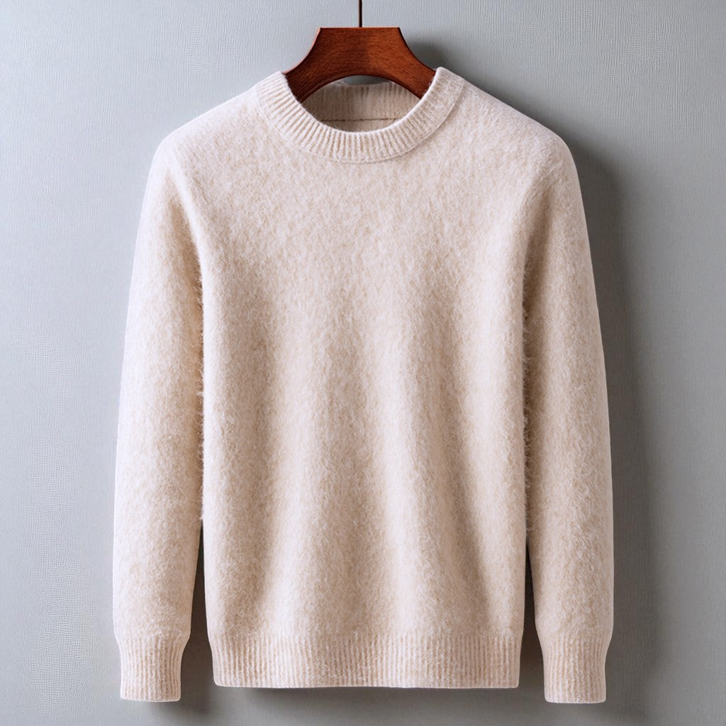 Soft men's pure cashmere crewneck sweater. Elegant knit for ultimate comfort & luxury. Perfect timeless apparel.