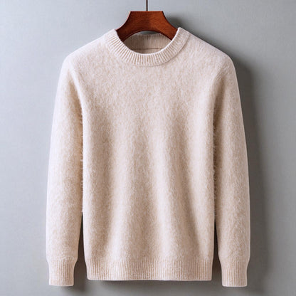 Soft men's pure cashmere crewneck sweater. Elegant knit for ultimate comfort & luxury. Perfect timeless apparel.