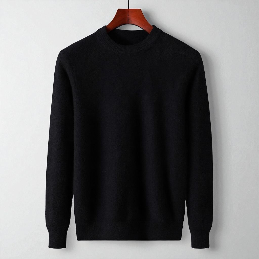 Men's elegant 100% cashmere crewneck sweater. Premium Italian knit for sophisticated luxury and comfort.