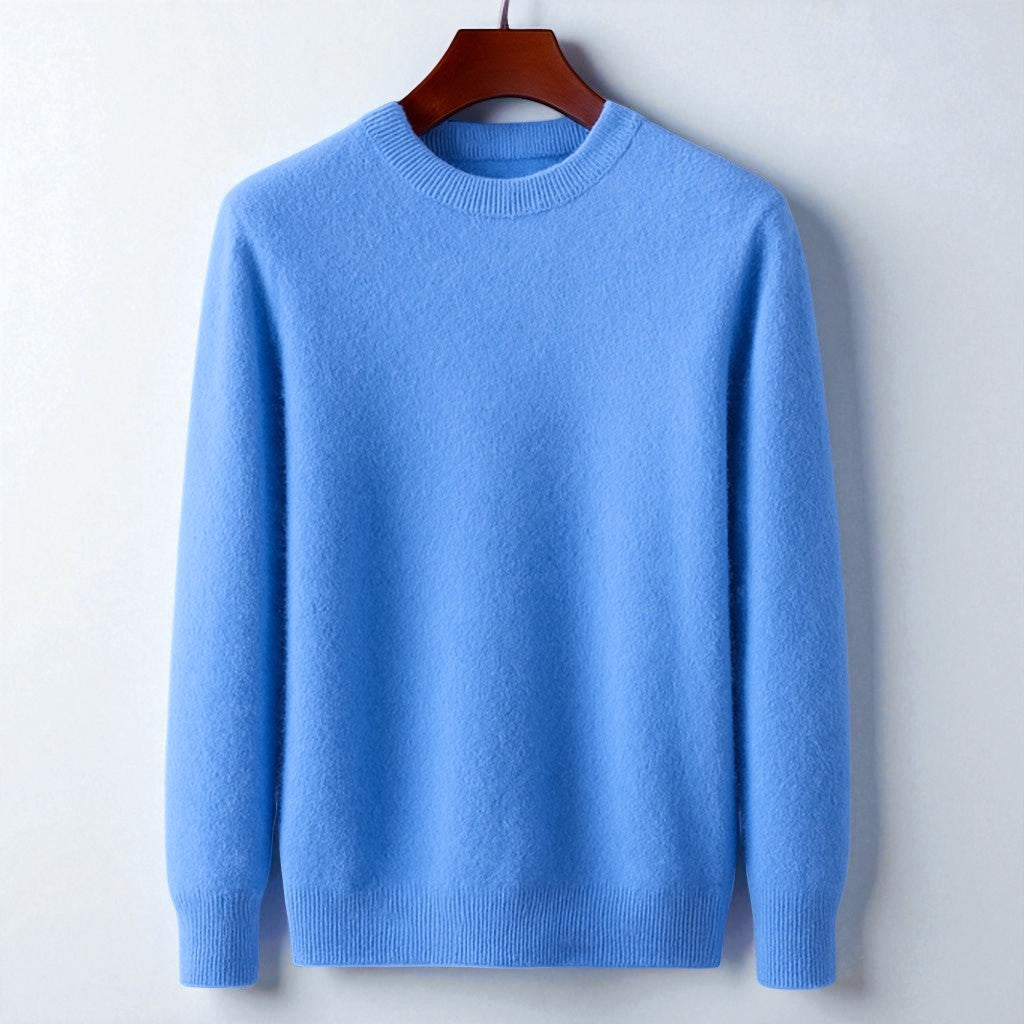 Elegant men's 100% cashmere crewneck sweater. Italian luxury knit, soft to touch, perfect for timeless comfort.