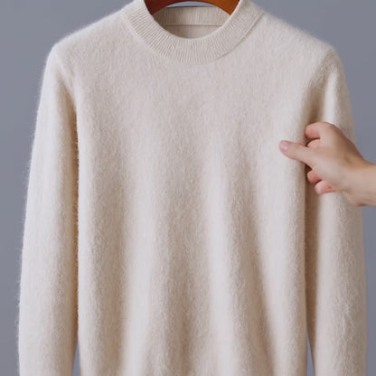 Men's premium 100% cashmere crewneck. Soft, elegant, Italian knit sweater for timeless comfort and luxury apparel.