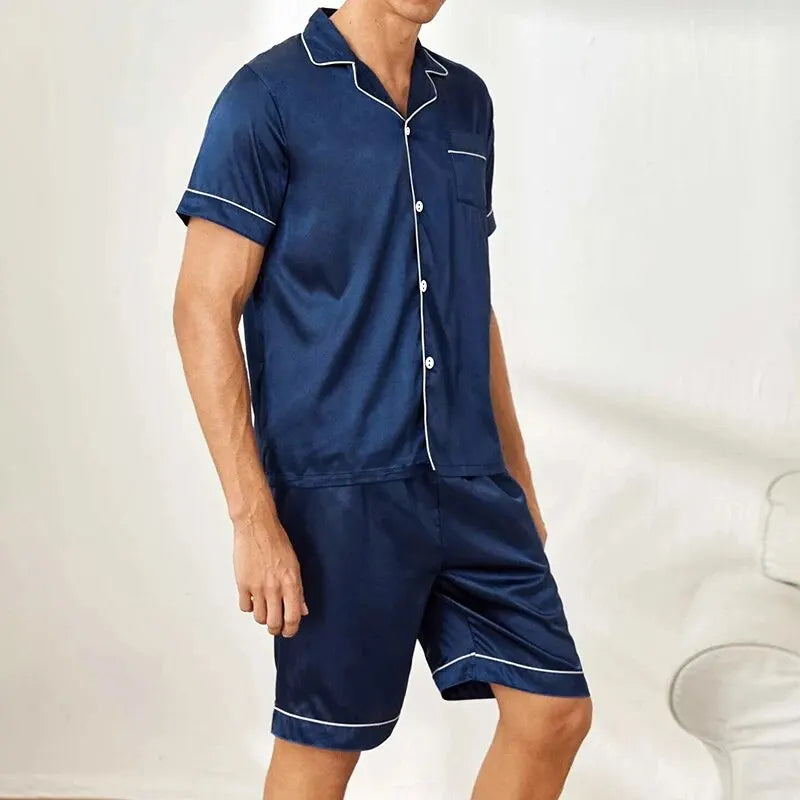 Elegant black satin shorts set for women, offering soft, comfortable nightwear and loungewear.