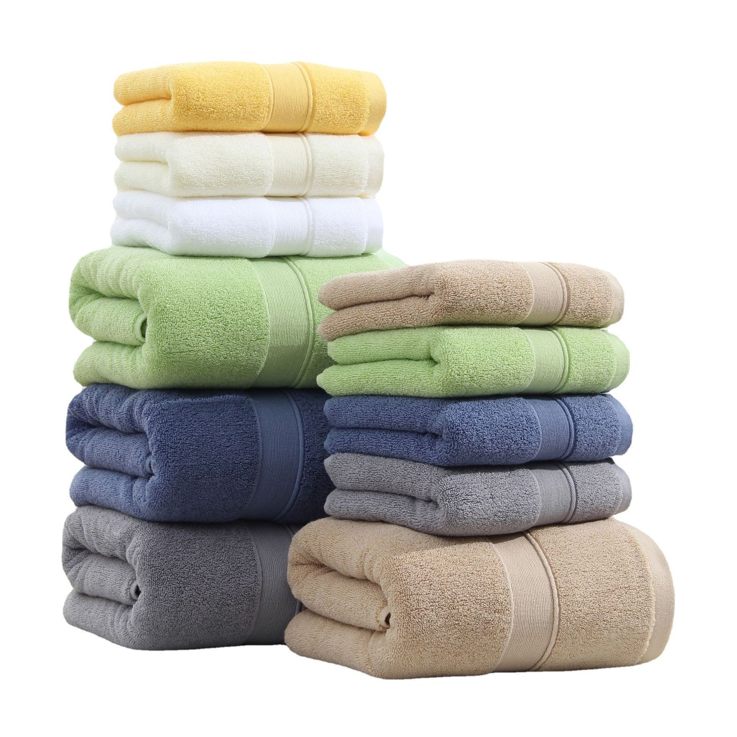 Elegant absorbent cotton bath towel hanging, enhancing any bathroom decor.