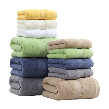 Elegant absorbent cotton bath towel hanging, enhancing any bathroom decor.