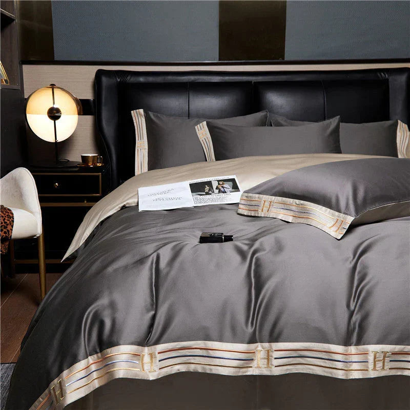 Close-up of soft, silky satin fabric, highlighting the luxurious texture of this elegant bedding set.