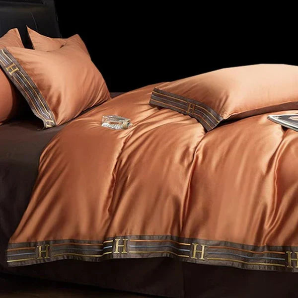 Silky smooth satin bedding set ensuring ultimate comfort & soft sleep, a 4-piece luxury home textile collection.