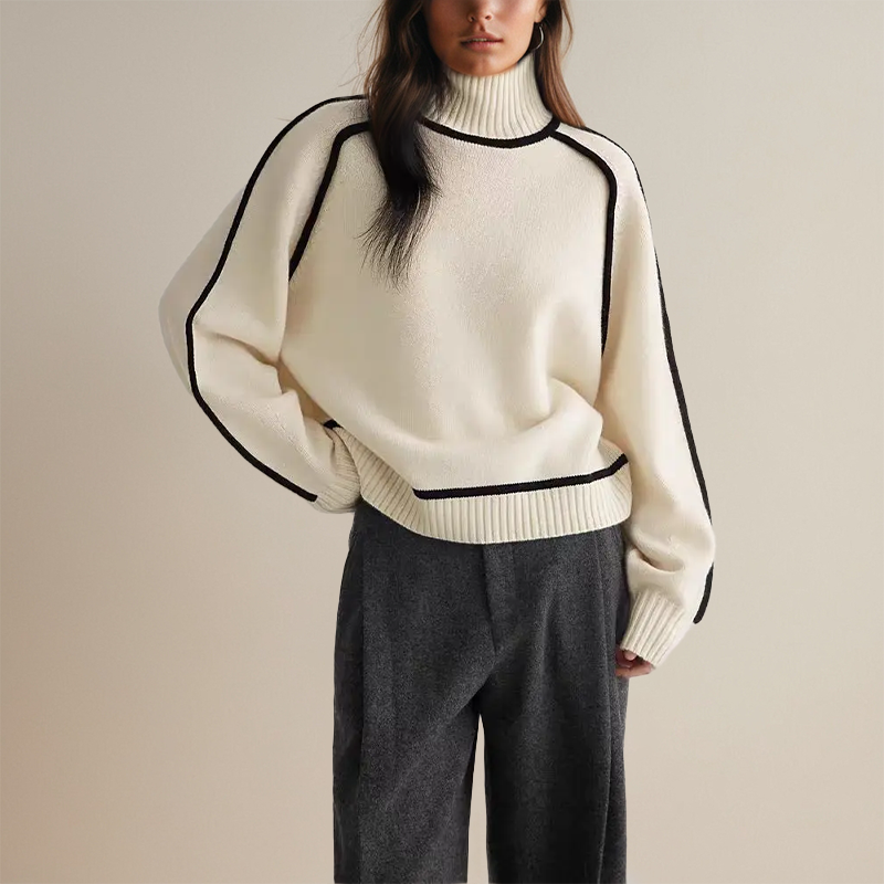Chic women's knit turtleneck sweater, a new arrival for sophisticated winter fashion. Warm and cozy long sleeve top.