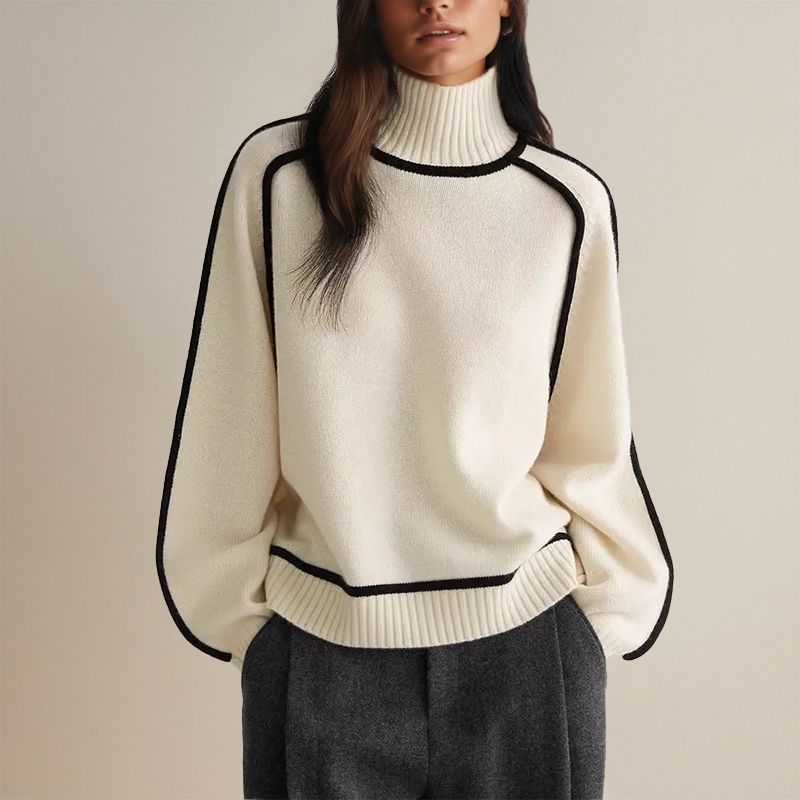 Soft knit women's turtleneck, a luxurious long sleeve high neck sweater. Elegant and warm for cozy winter fashion.