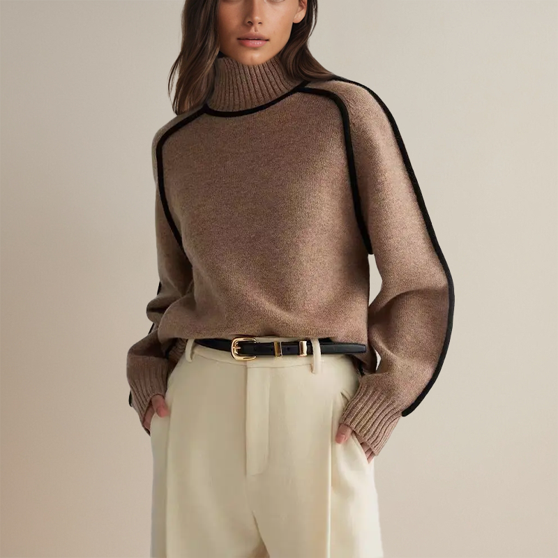New arrival: Elegant women's soft knit turtleneck sweater. Chic long sleeve top for sophisticated winter fashion.