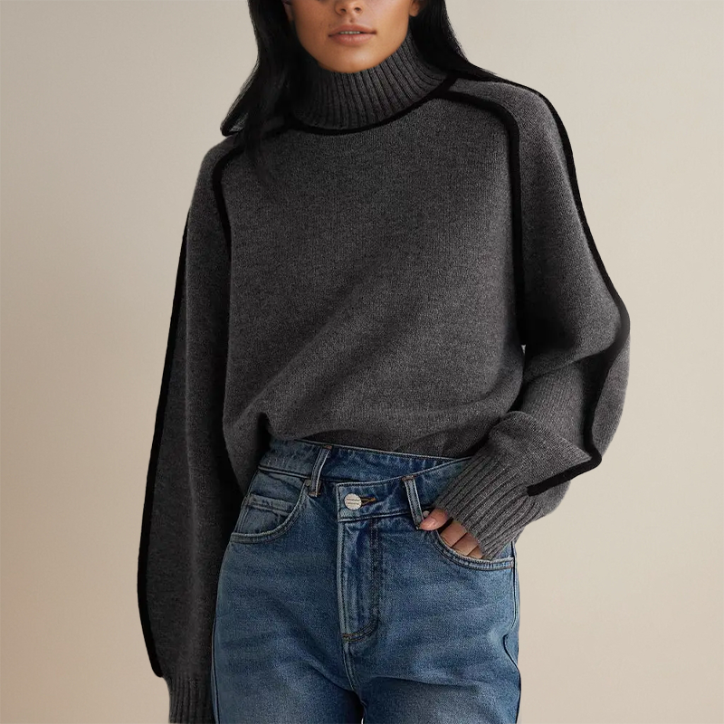 Cozy and warm women's soft knit turtleneck sweater. Versatile long sleeve top, perfect for chic winter fashion.