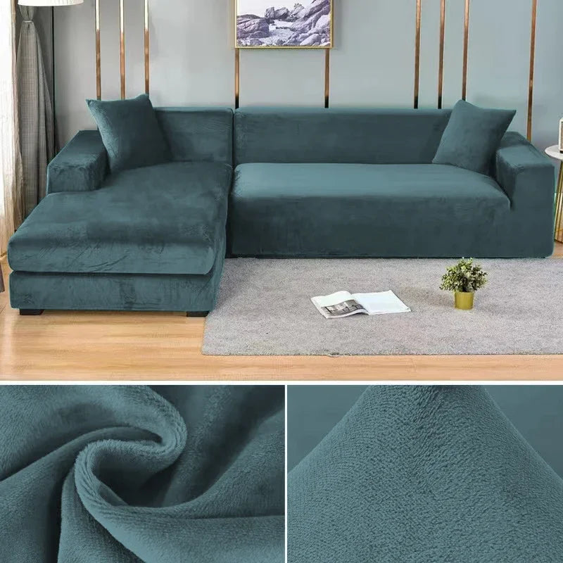 Rich velvet texture stretch sofa cover, enhancing your home's aesthetic.