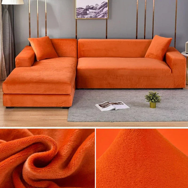 Elegant living room essential: easy-care stretch velvet sofa cover.