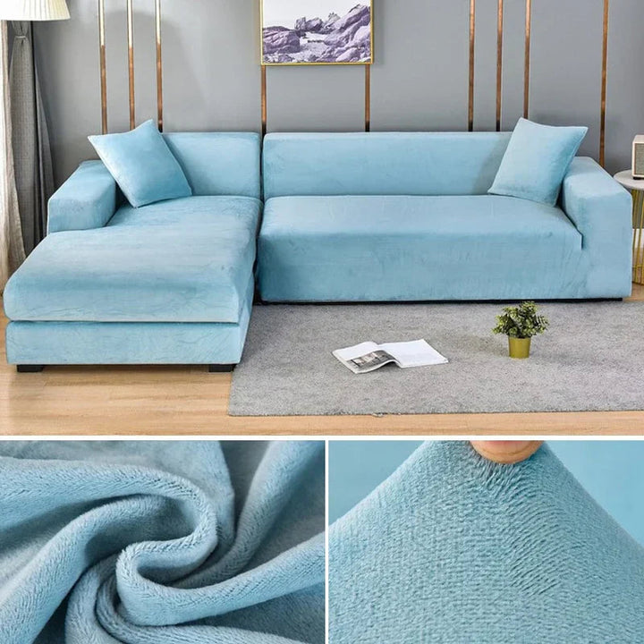 Soft touch stretch velvet sofa cover, durable furniture protector for active homes.
