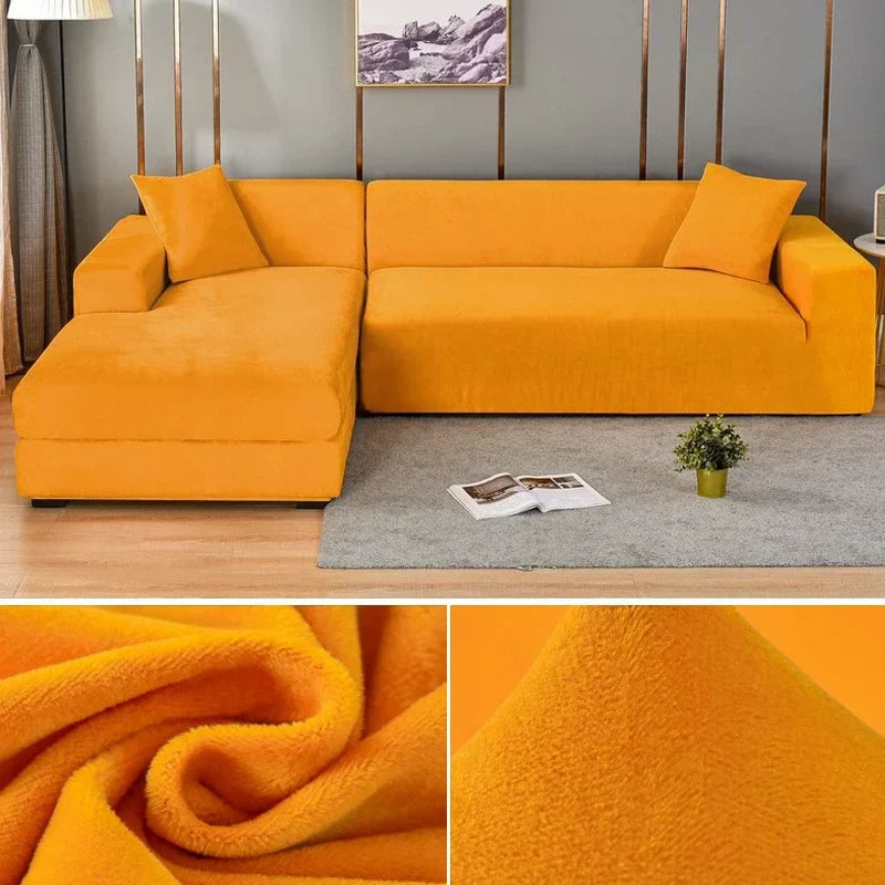 Deep hue stretch velvet sofa cover, a luxurious and practical home accessory.