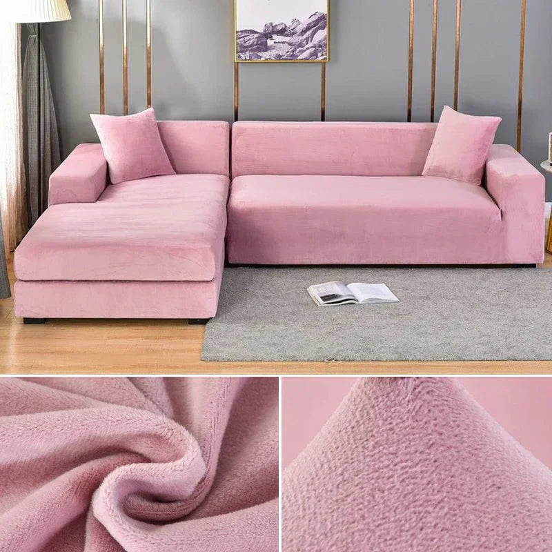 Luxurious velvet sofa cover with stretch, transforming any living room instantly.