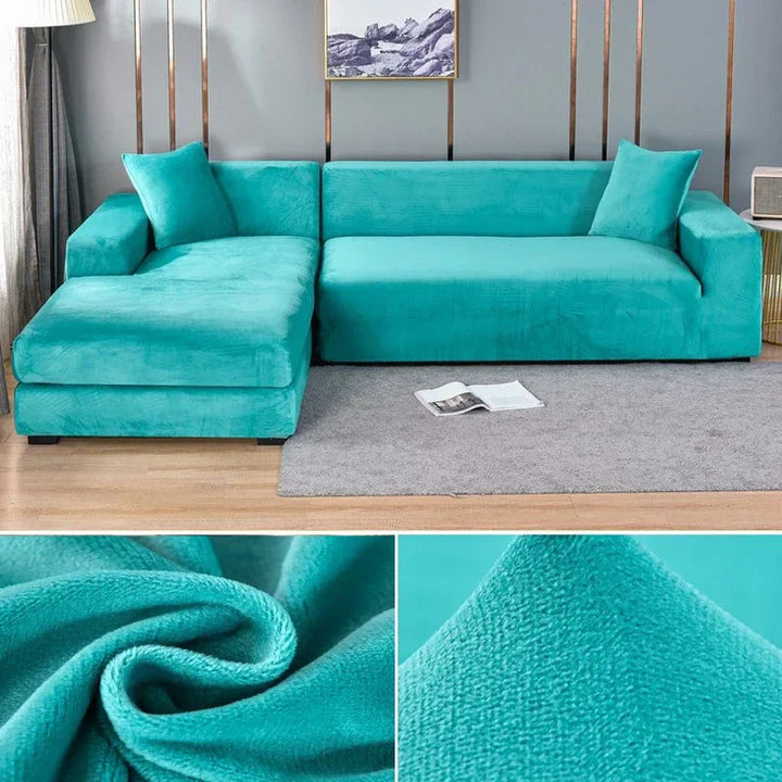 Easy-care velvet stretch sofa slipcover, perfect furniture protector for any home.