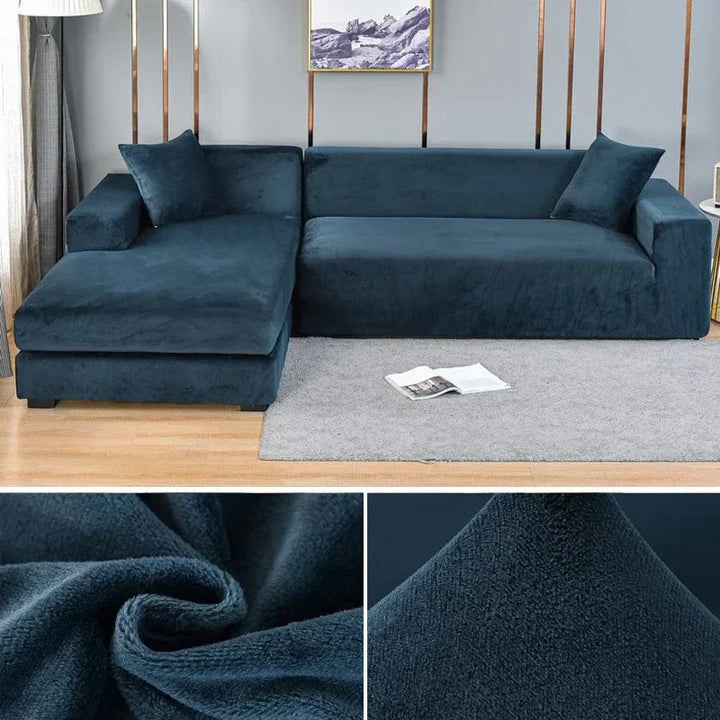Elegant Sofina velvet sofa cover, soft and stretchy for a perfect fit on modern sofas.