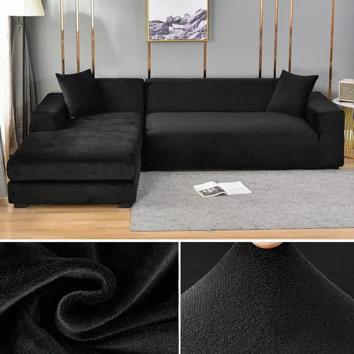 Transform your living room with a luxurious stretch velvet furniture protector.