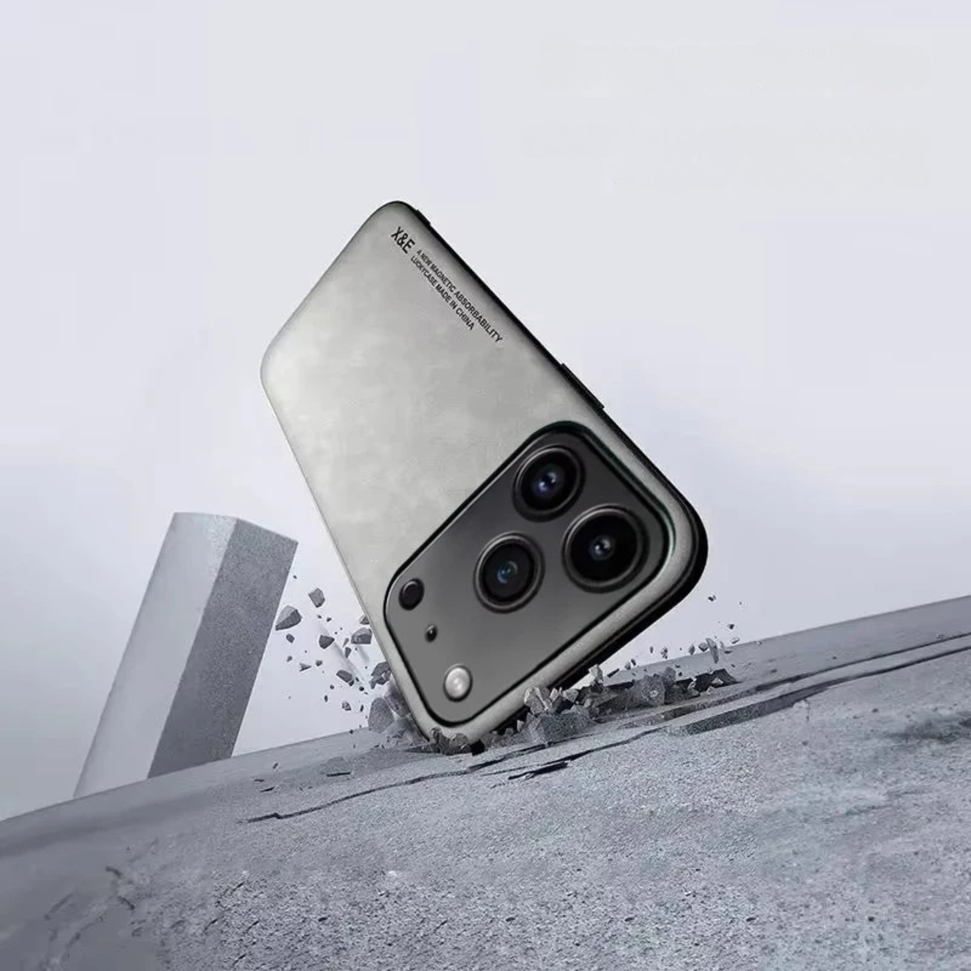 Soft-touch suede iPhone MagSafe case, designed for luxury feel and robust phone protection.