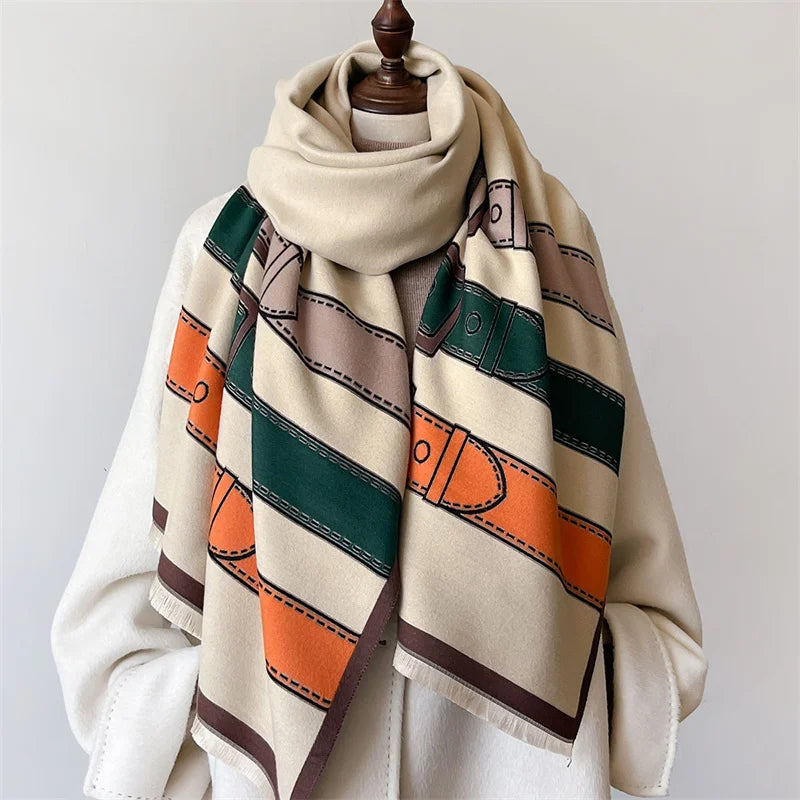 Luxurious women's cashmere blend scarf, soft and warm, perfect fashion accessory for winter elegance.