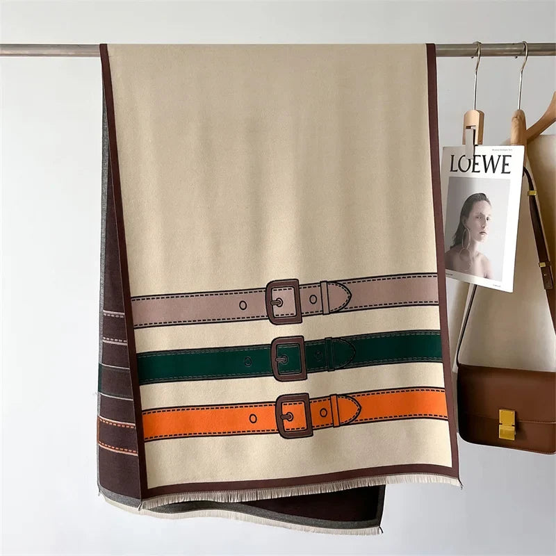 Super soft and warm women's cashmere blend scarf, a luxurious and cozy fashion accessory for cold days.
