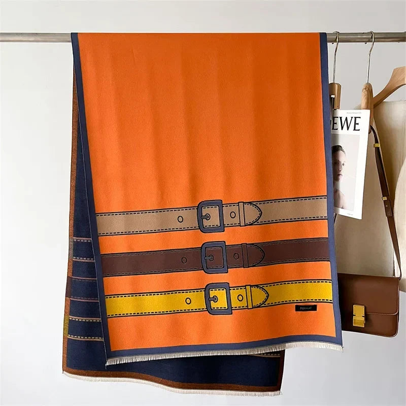 Chic women's cashmere blend scarf, a versatile and elegant luxury accessory for warmth and style.