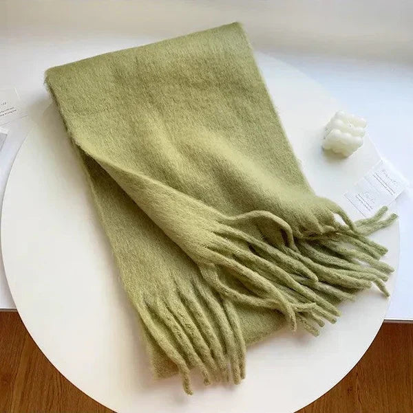 Fashionable long cashmere scarf for women, a must-have winter accessory.