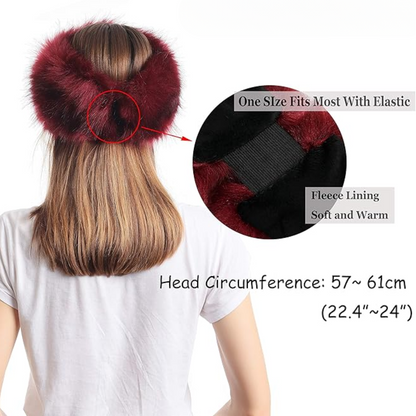Animal-friendly faux fur headband, a warm and stylish winter accessory for women.