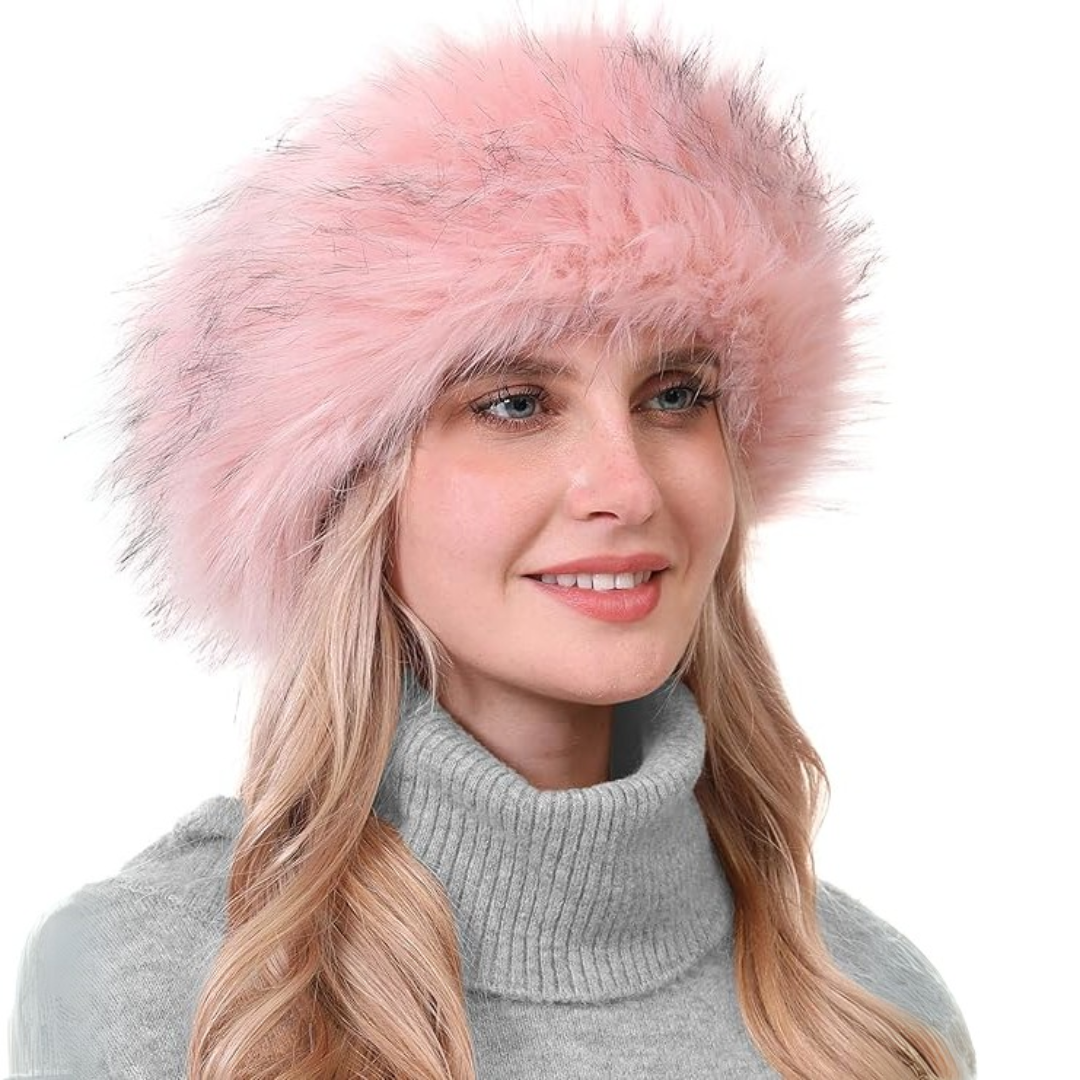 Stylish faux fur headband for women, a cozy and chic winter fashion accessory.