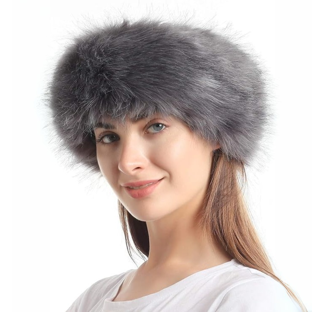 Chic faux fur winter headband, keeps women's ears warm and adds a luxurious touch.