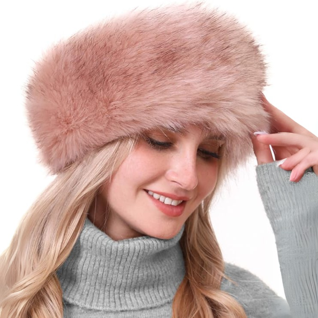 Cozy faux fur headband for women, essential for cold weather and winter fashion.