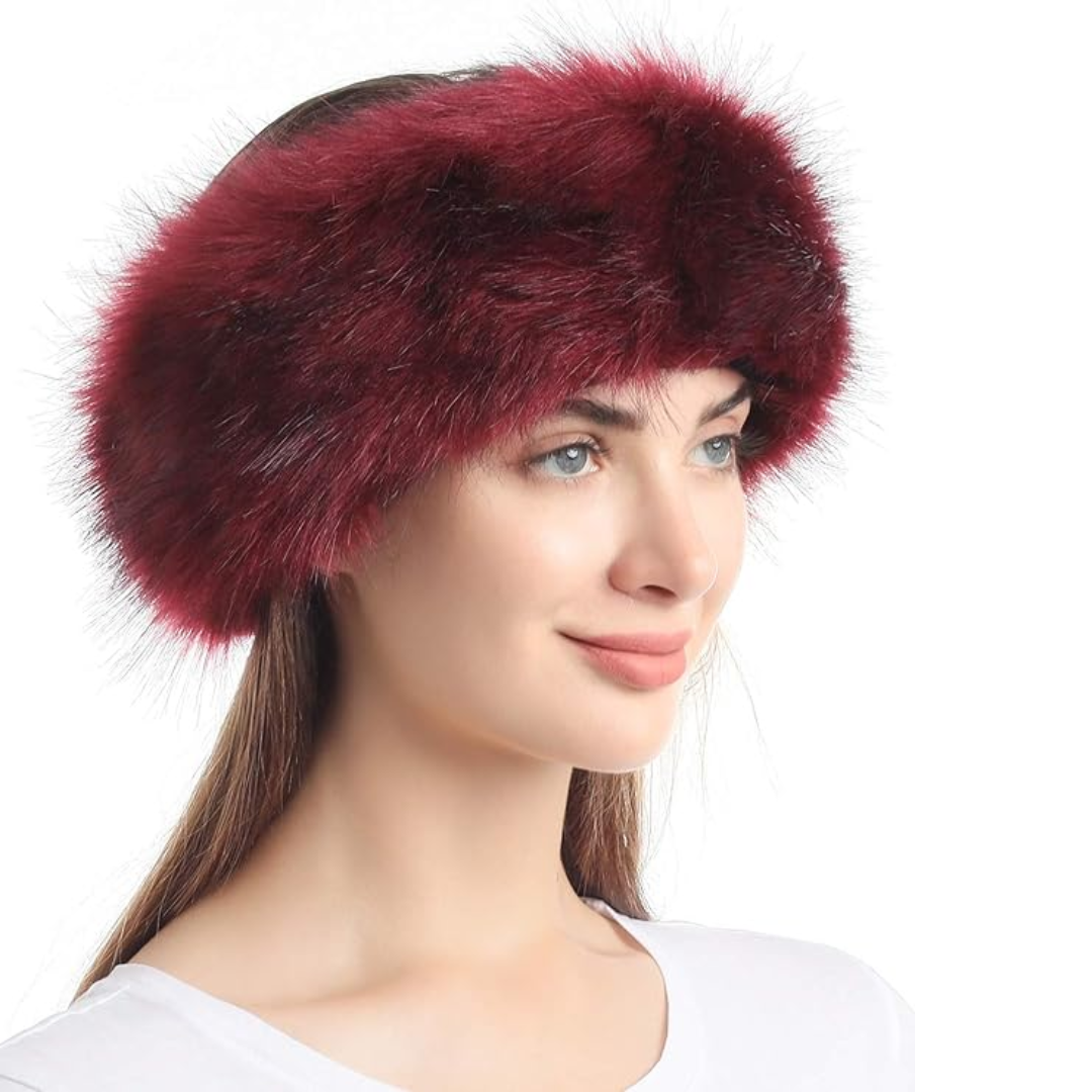 Fashionable women's faux fur ear warmer, a warm and stylish winter accessory.