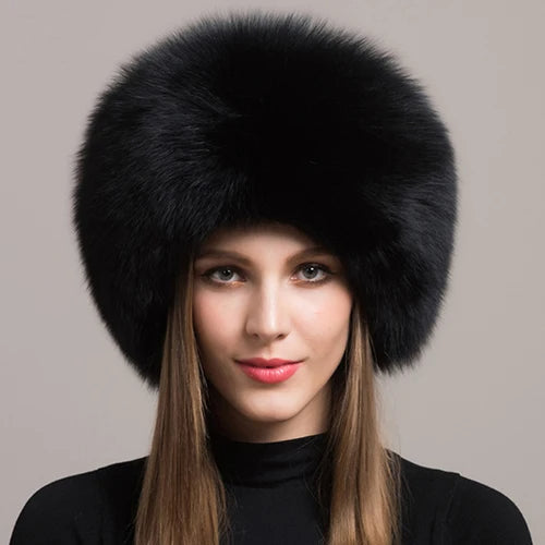 Luxurious women's genuine fox fur winter hat. Warm, fashionable, and perfect for cold weather.