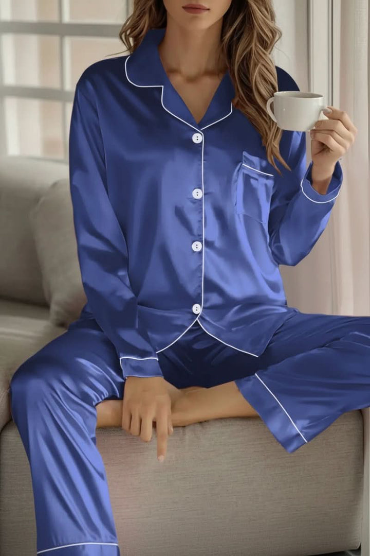 Complete women's two-piece pajama set, luxurious sleepwear & lounge wear for ultimate comfort.