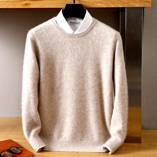 Luxurious women's soft knit pullover sweater, perfect for cozy winter wear and elegant casual chic fashion.