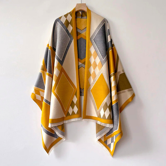 Luxurious women's winter cashmere shawl, perfect for elegant warmth and cozy fashion.