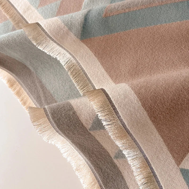 Stylish women's cashmere wool shawl, a versatile and cozy fashion accessory for winter elegance.