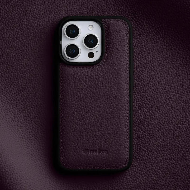 Sophisticated Italian leather iPhone case. Genuine leather, slim design, luxury phone protection for 14, 15, 16.
