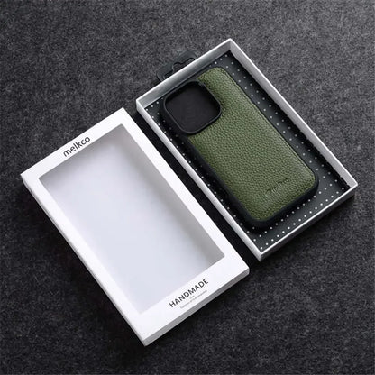 Premium Italian leather iPhone case, slim, protective, and luxury accessory for iPhone 14, 15, 16 Series.