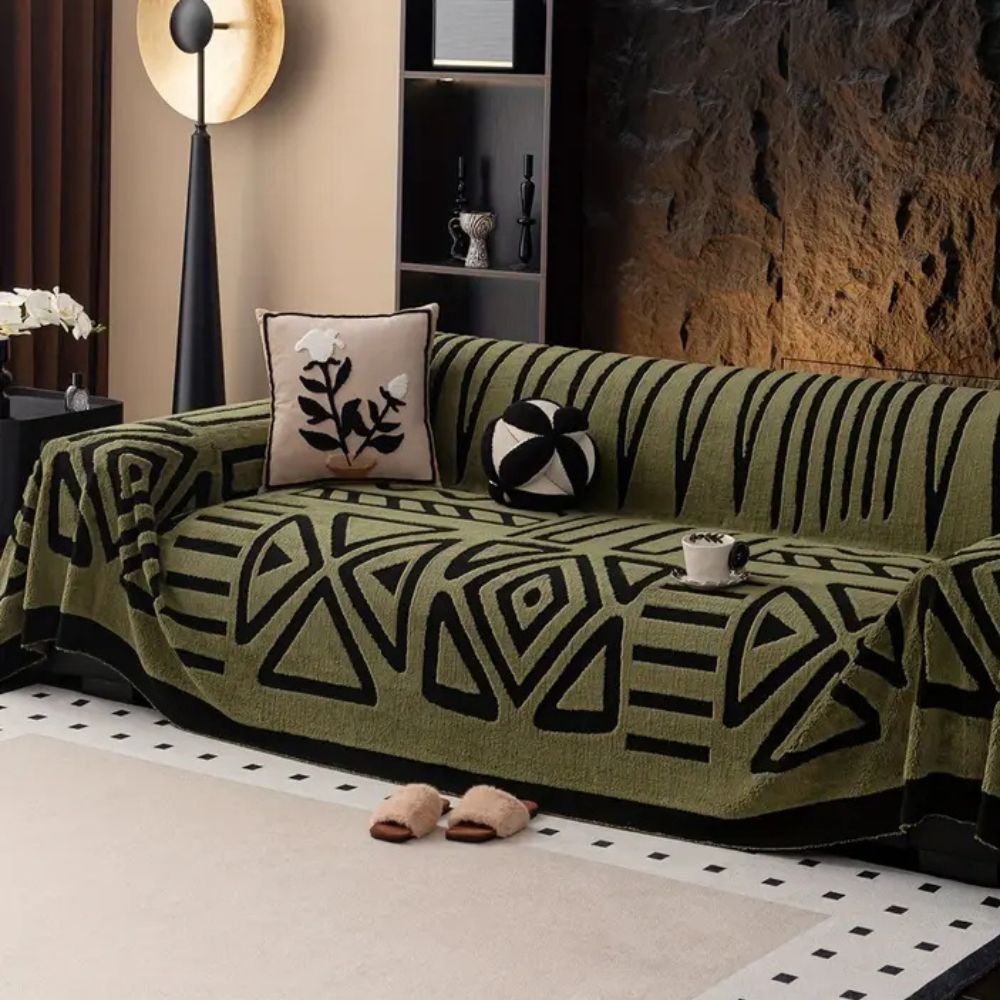 Soft microfiber Urban Maze couch cover, non-slip & washable, great for pet-friendly home style.