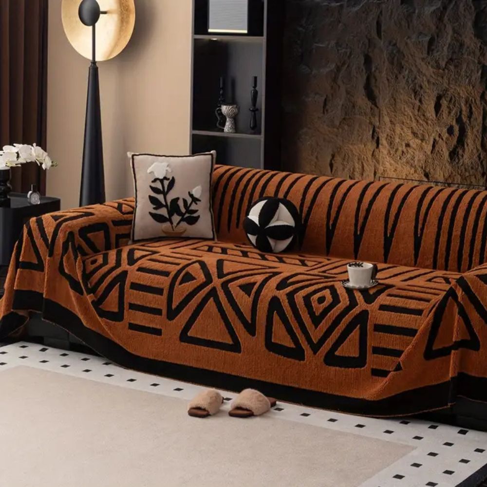 Elegant Urban Maze jacquard sofa cover, a stylish & pet-friendly furniture protector for spills.