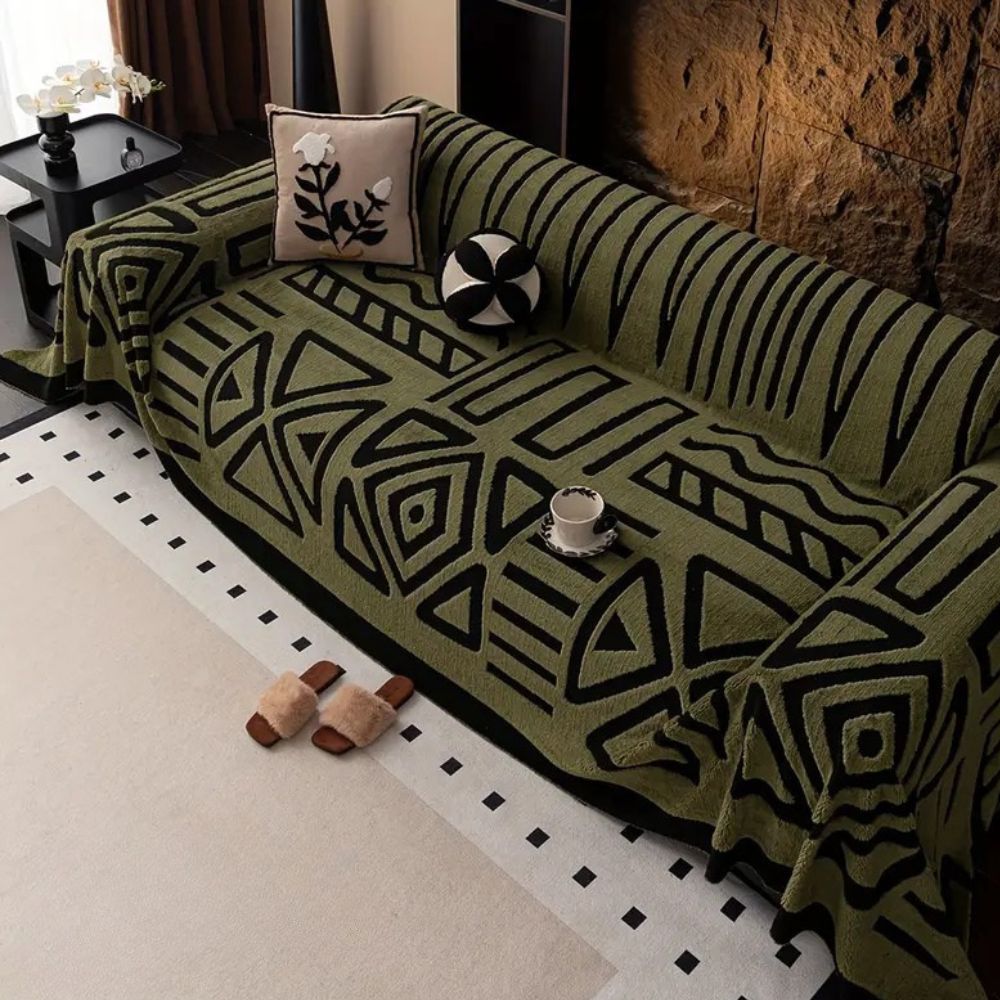 Washable & non-slip Urban Maze sofa cover, pet fur shield, modern luxury living room decor.