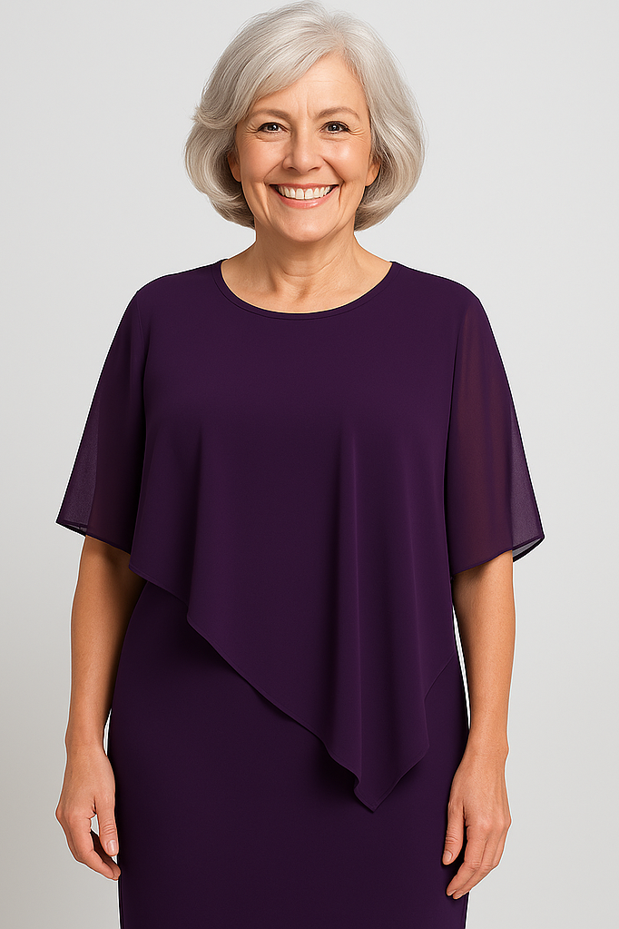 Stylish women's midi dress with elegant pleats, a versatile formal or special occasion outfit. Comfortable fit.