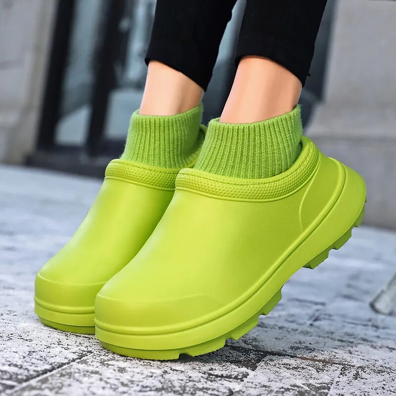 Versatile Madeline women's slip-on clogs, cushioned for comfort with a distinctive knit ankle cuff.