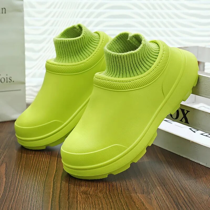 Stylish and comfortable Madeline women's slip-on clogs with a soft knit ankle cuff, great for any casual look.