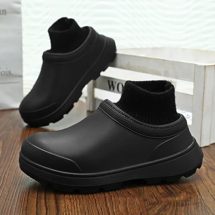 Cushioned Madeline women's clogs, slip-on style with supportive knit ankle cuff for everyday walking.