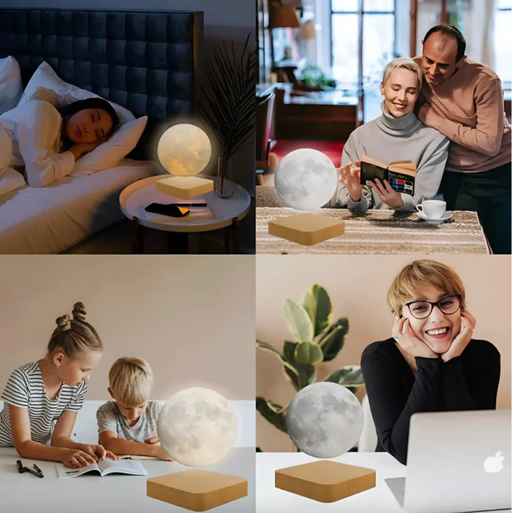 Futuristic floating moon lamp with touch control, creating a magical ambiance for any room.