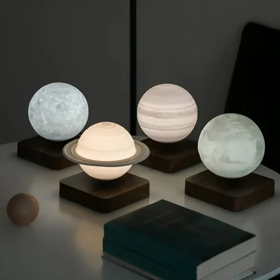 Captivating magic floating moon lamp, a levitating light display and unique home decor piece.