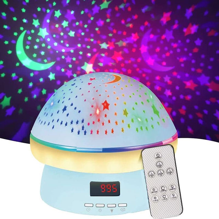 Kids' mushroom star projector creates a soothing 16-color galaxy ambiance; perfect baby night light & bedroom decor.