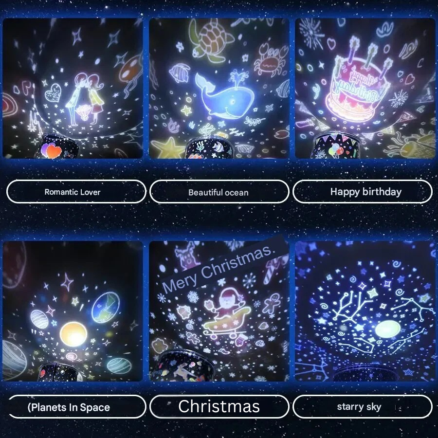 StarryDream USB-powered night light projects unique patterns & stars, ideal for kids' rooms & nursery decor.